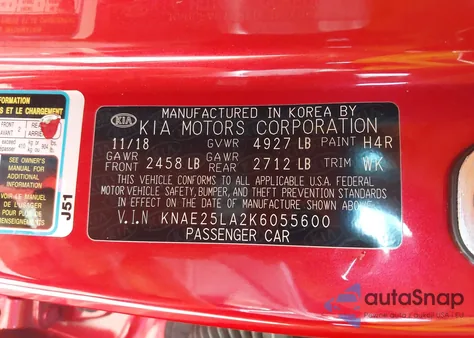 2019 Kia Stinger Premium z USA, uszkodzony, nr VIN KNAE25LA2K6055600